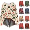 Women's Casual Long Sleeve Hooded Knit Sweatshirt with Christmas Print Pullover Top