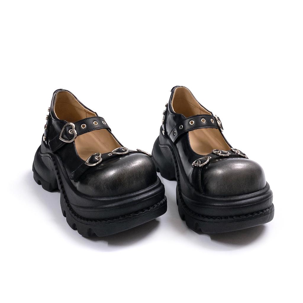 Niche Cute Sweet Cool Mary Jane Heightening Small Leather Shoes Subculture Y2K College Style Platform Single Shoes