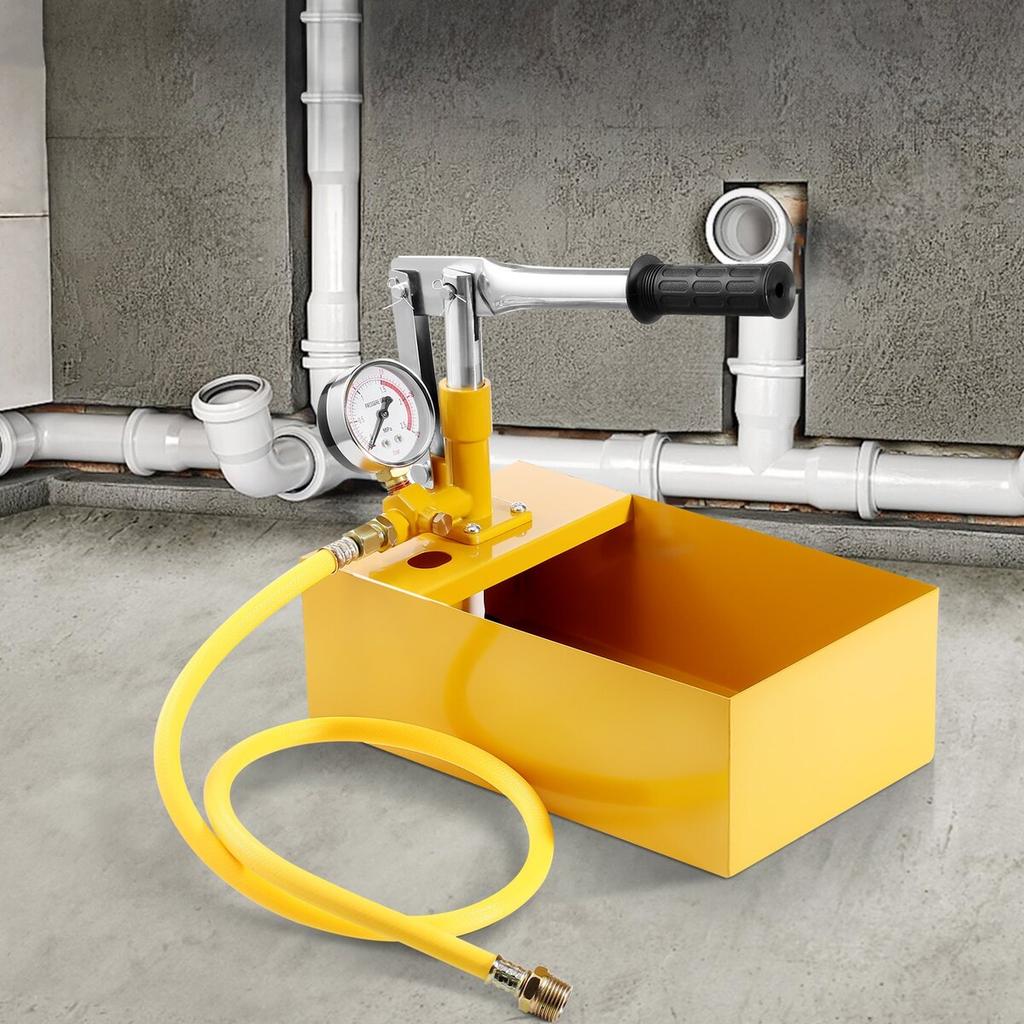 Hydrostatic Test Pump, Max 25 bar/362 PSI, Single Valve Hydraulic Manual Water Pressure Tester Kit with Gauge 5L Water Tank, 1 m Hose with 1.27 cm