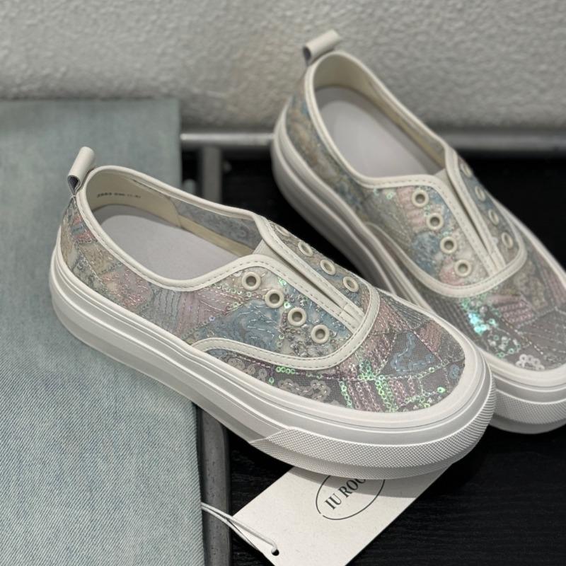 Sequins women's summer breathable mesh mesh shoes new versatile casual soft sole one-pedal lazy shoes