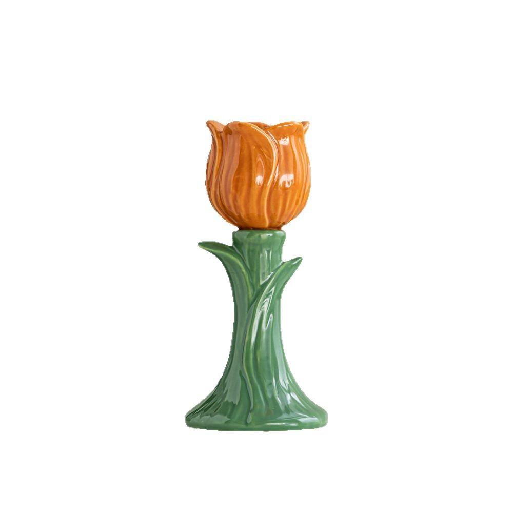 Keramik-Tulpen-Kerzenständer Simulierte Blumen-Kerzenständer Kerzenhalter Dreidimensionaler Tulpen-Kerzenständer Halter Wohnkultur