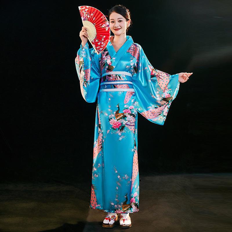 Japanese Traditional Ladies' Formal Yukata Kimono Costume for Anime Cosplay and Stage Performance Photography
