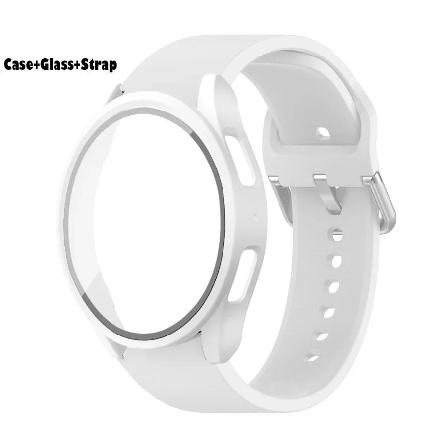 Lot de 2 Verre Trempé+Coque+Bracelet Pour Samsung Galaxy Watch 7 6 5 4 40mm 44mm Housse Protectrice d'Écran en PC Bracelet Galaxy Watch 6 7 5