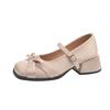 Women's  Summer Square Toe Med Heel Classics Buckle Strap High Heels Fashion Butterfly-knot with Dress Pumps Women