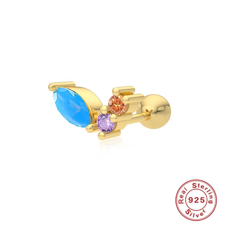 

Модные серьги-пусеты из стерлингового серебра 925 пробы с меняющим цвет камнем, простые серьги-пусеты с цирконом в форме лошадиного глаза, мини-серьги-пусеты для пирсинга хряща