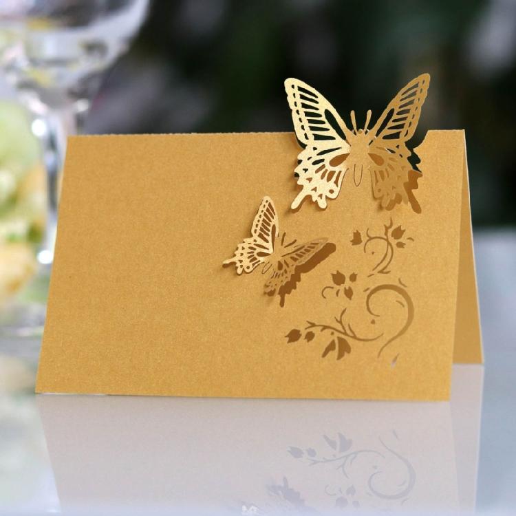 Wedding Name Cards 100PCs Hollow Butterfly Cut Design Card for Weddings Banquets