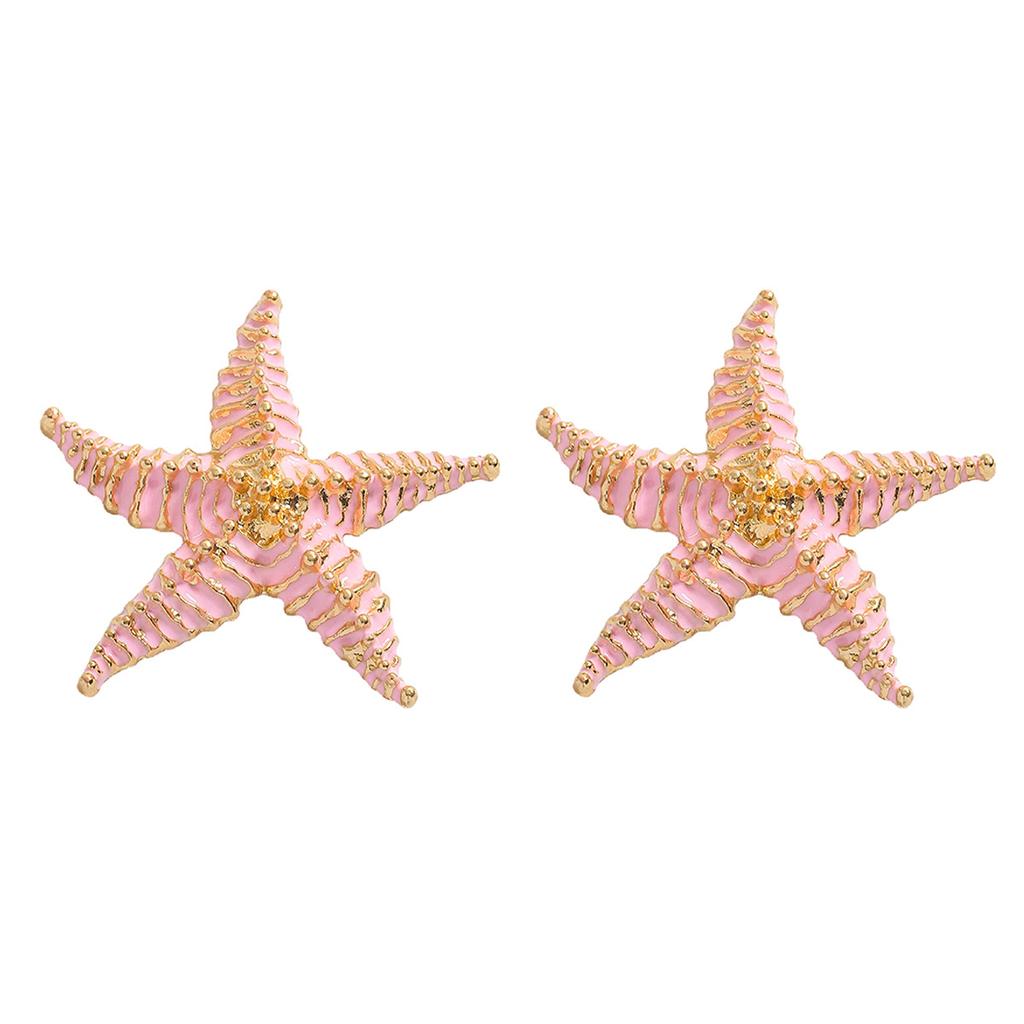 Summer Enamel Starfish Earrings Personality Trend Fashion Pentagram Earrings Light Luxury Holiday Earrings Women