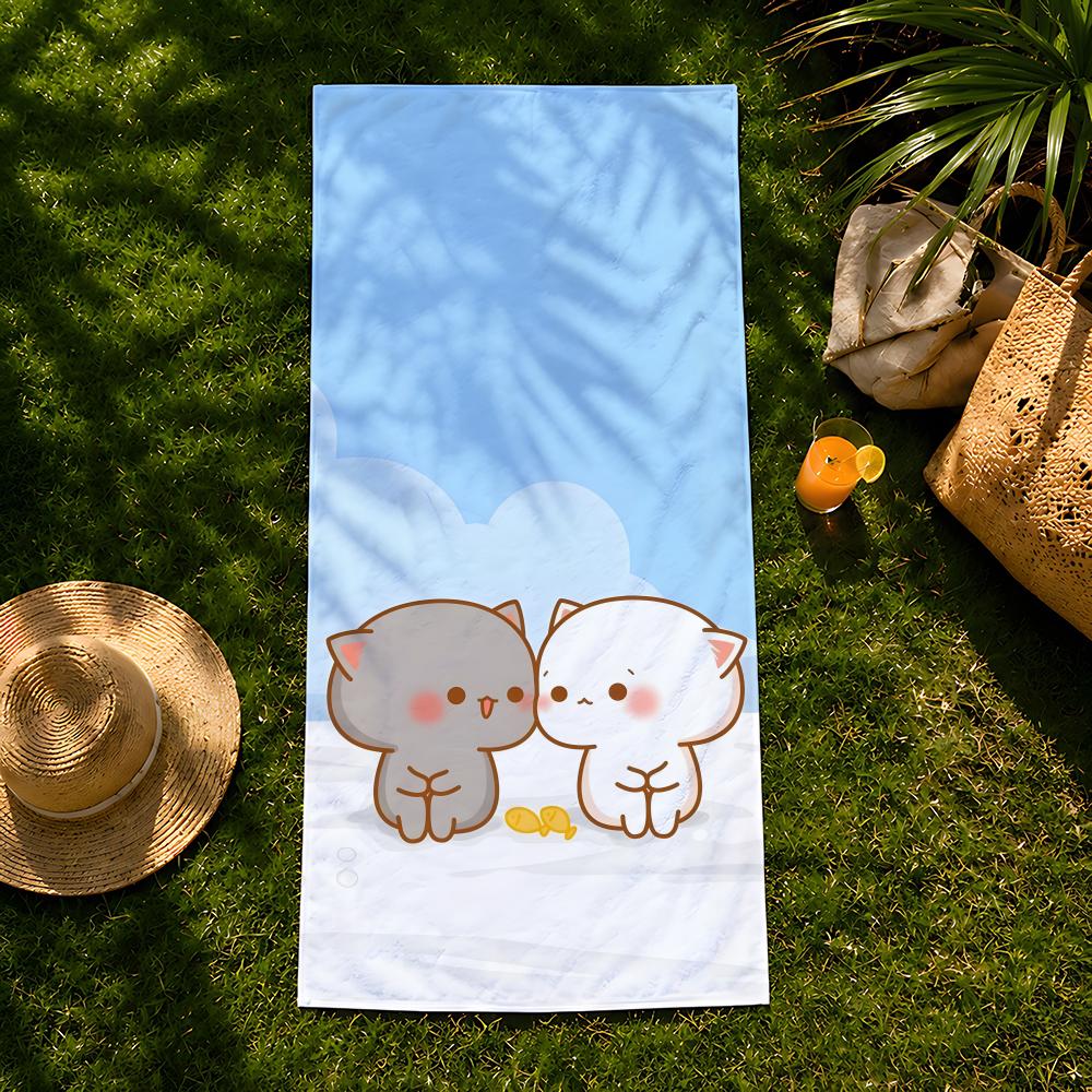Character P-Peach C-Cat Towel Beach Towel, Quick Drying Absorbent Bath Towel For Swim,Gym,Camping,Outdoor Hot