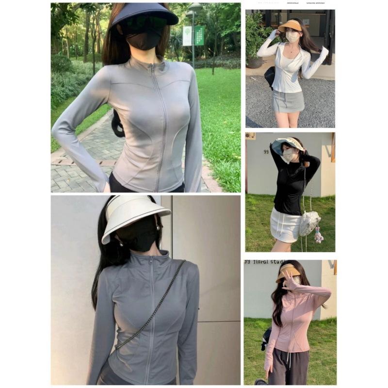 New sunscreen clothes women's summer cold silk cool breathable anti-ultraviolet slim yoga sunscreen clothes sports jacket women
