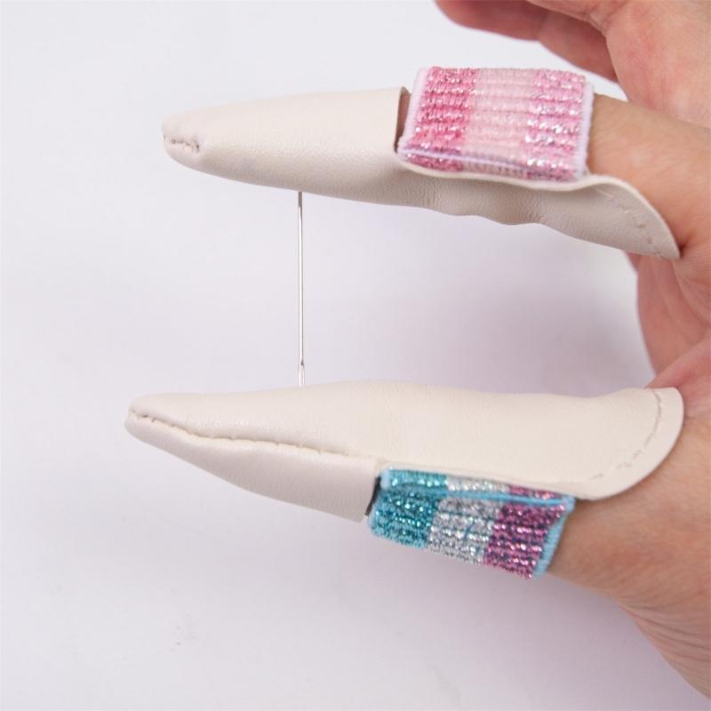 1 Pair Finger Protector Knitting Finger Guards Leather Thimbles Needle Felting Supplies for Hand Sewing Embroidery