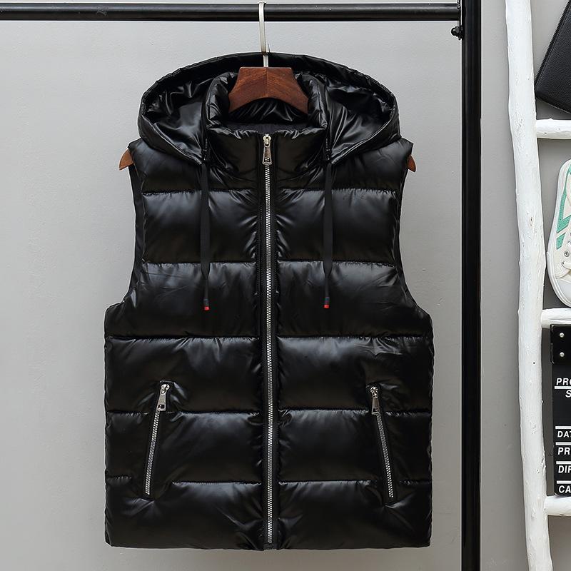 Men's Vest Autumn and Winter Glossy Jacket Thickened Cotton Vest Thermal Vest Korean Version Trendy Outer Wear Couple Vest