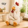 Durable Resin Garden Decor Funny Chicken Statue, Figurine, Farmhouse Outdoor Yard Statue Figures for Balcony Flowerpot, Lawn, Decoration