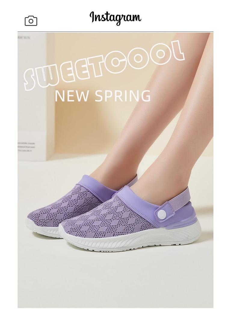 Women's Flyknit Breathable Closed-Toe Casual Mesh Slippers