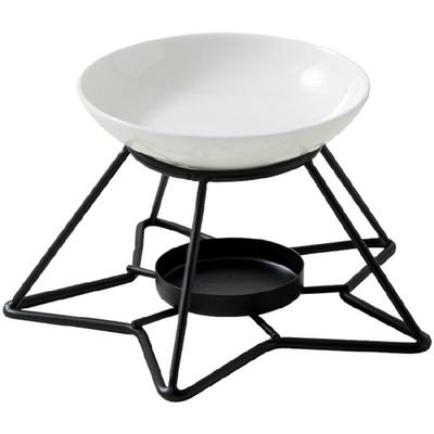 Modern Wax Melt Aromatherapies Burners with Ceramics Bowl Metal Star Tealight Candle Holder for Living Room or Bedroom