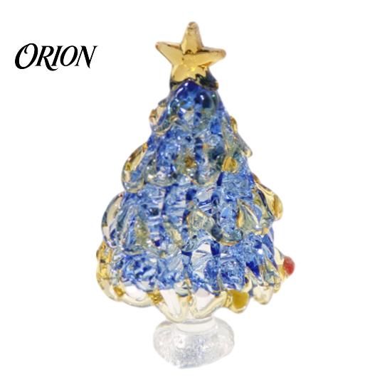 Colorful Glazed Figurine Mini Christmas Tree Figurine, Handmade Colored Glaze Tabletop Ornament Durable Glass Decor with Star Top for Xmas Indoor Desk