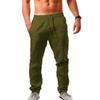 Men'S Hip Hop Breathable Cotton Hemp Sports Pants Trendy Fashion Solid Color Simple Thin Casual Pants