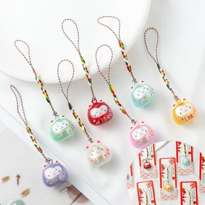 Good Luck Cat Bells Pendant Bring Wealth Cat Daruma Bells Pendant Key Chain Lucky Cat Keychain