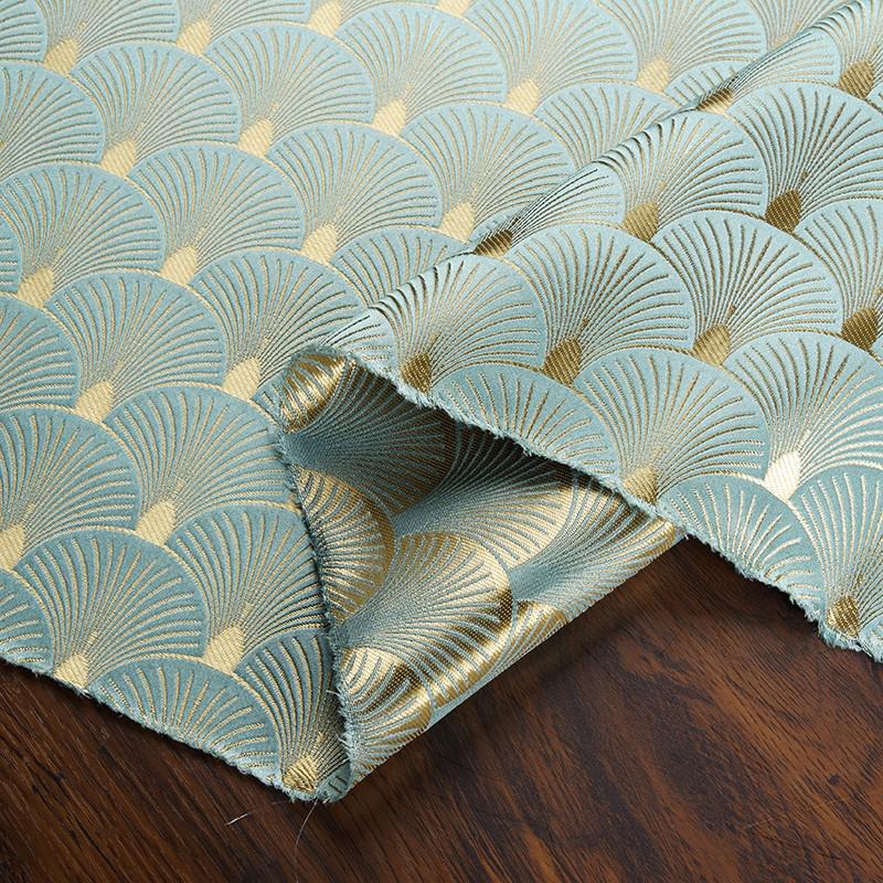Jacquard Fan Shaped Cloth Ginkgo Leaf Brocade Material Shiny Luster Cheongsam Dress Fabric DIY Craft Sewing Clothing Supplies 50x150cm