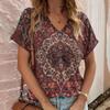 Bohemian Style Short Sleeved 3D Color Printed Trendy Casual Loose T-shirt