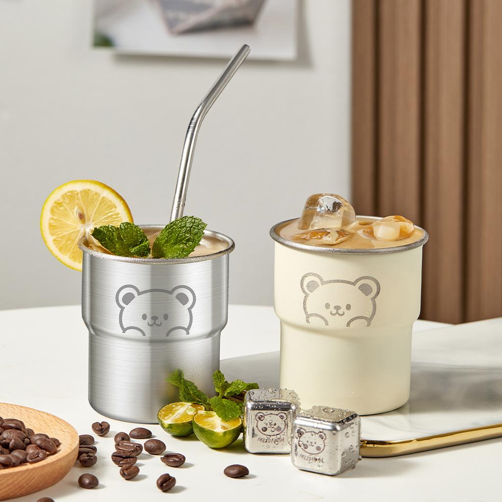 Cute Little Bear Water Mug 304 Stainless Steel Coffee Cup With Wooden Anti Scald Pad Office Workers Tumbler