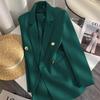Women's Notched Collar Long Sleeve Blazer Loose Fit Office Commuter Jacket Outerwear