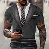 Fashionable men's T-shirt 3D printed tie pattern ordinary short sleeved shirt