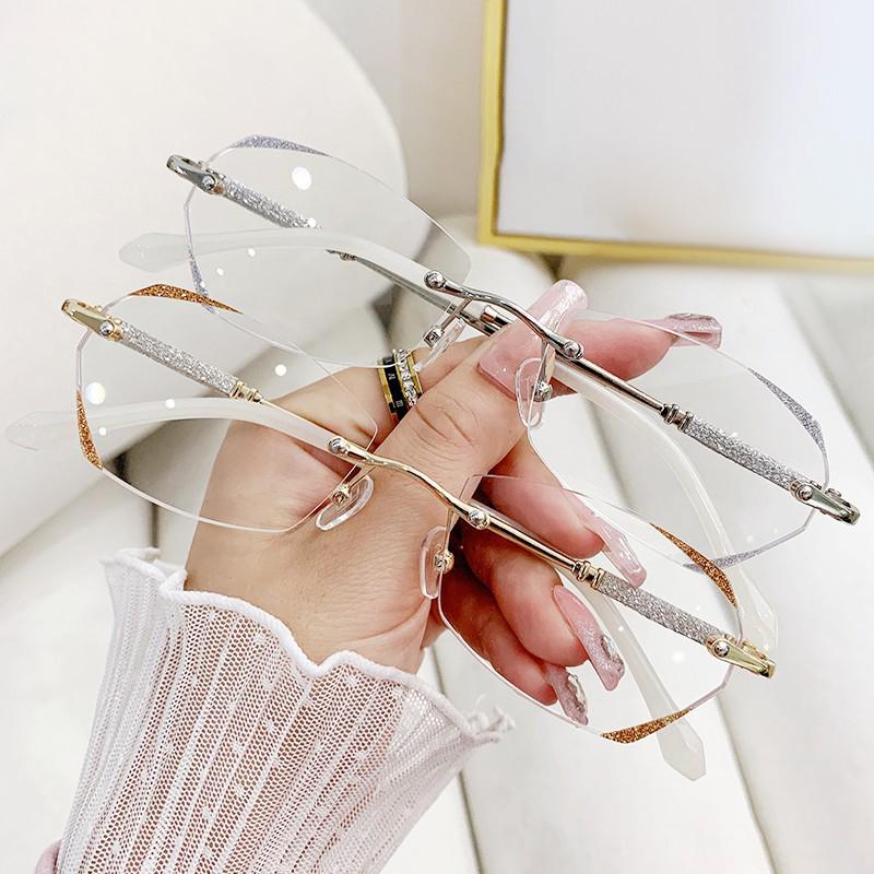 2PCS New Model Diamond-cut Edge Frameless Near-sighted Glasses With Star-like Fine Glittering Effect 3315