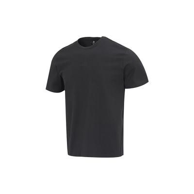 Einfarbig Rundhals Leichtgewicht Sport Kurzarm T-Shirt Herren Oberteile Schwarz IA8129