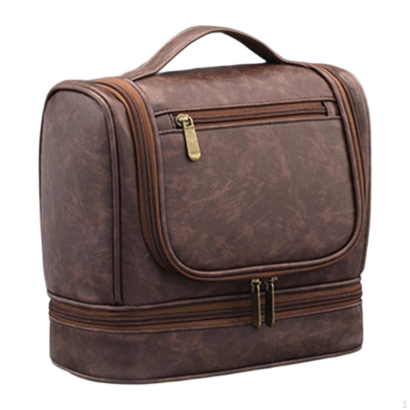 

Hanging Toiletry Bag for Men,Bathroom Travel Organizer,Water Resistant,Makeup Cosmetic Tea color