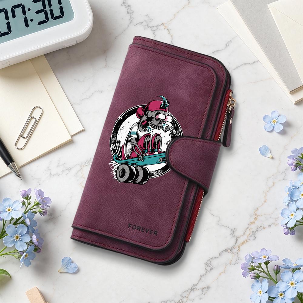 Skull Pattern Long Wallet Multi Card Holder Fashion Portable Purse