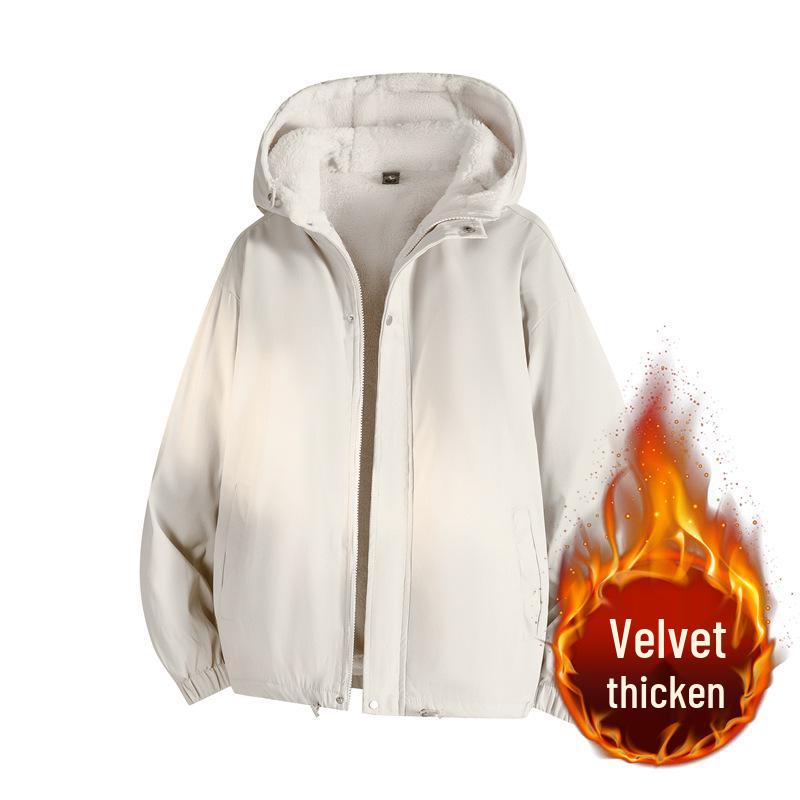 

Men s Hooded Lambswool Padded Cotton Jacket - Warm Casual Winter Outerwear for Couples XL абрикосовий