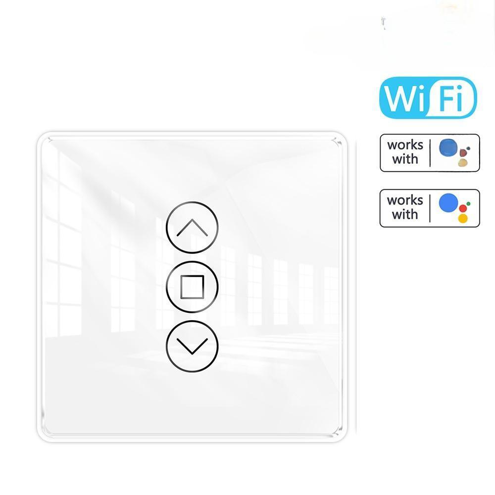 Tuya Wifi Intelligent Curtain Switch Arc Glass Touched Screen Curtain Controlling Panel Compatible with Alexa Assistant