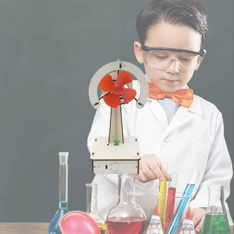 Kids Diy Electric Science Experiment Materials Wooden Handmade Fan For Learning Ha-a08