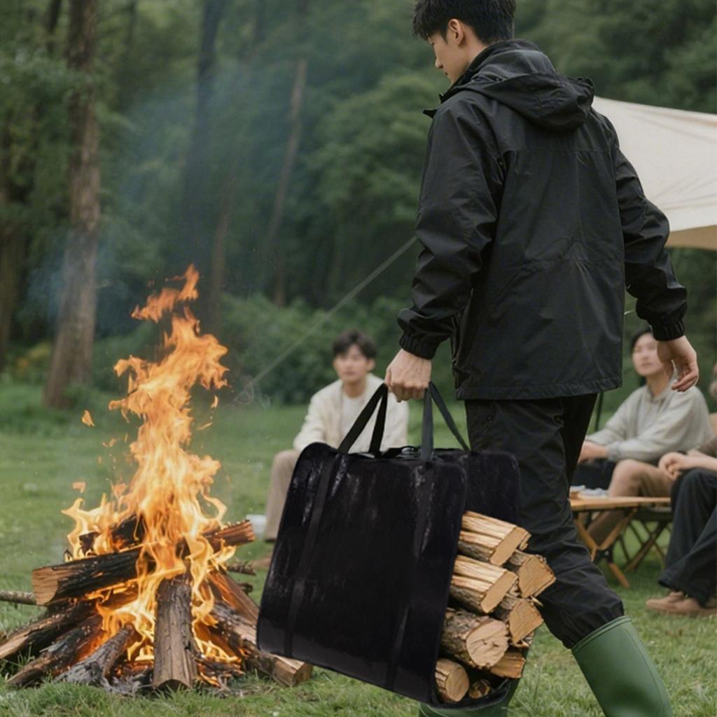 Firewood Bags Wood Holder Tote Log Holder With Handle For Firewood Fireplace Stove Woodstove Cabin Indoor Outdoor Camping