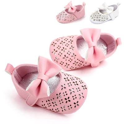 Newborn Summer Girl Baby Cute Bow PU Princess Shoes Non-slip Soft Sole Elegant Breathable Casual Baby Walking Shoes