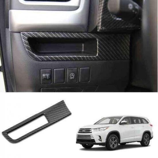 Carbon Fiber Print Headlight Button Frame Cover Trim For Toyota Highlander 14-19