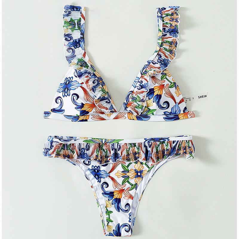 

Летний сексуальный кружевной купальный костюм 2 шт. с цветочным принтом комплект бикини Push Up Купальники Женская пляжная одежда M