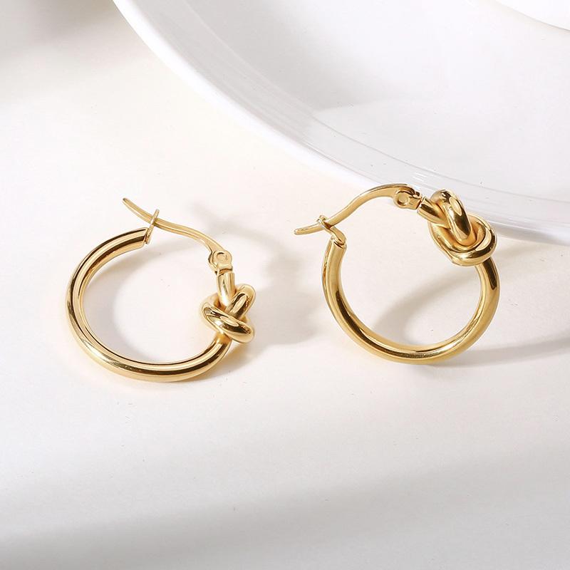 Schicke goldfarbene Knoten-Creolen für Damen, Hochzeits-, Geburtstagsfeier-Geschenk, Schmuck