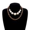Diamond-set Large Pearl Multi-layer Necklace Women, Personalized Retro Exaggerated Punk Chain Necklace