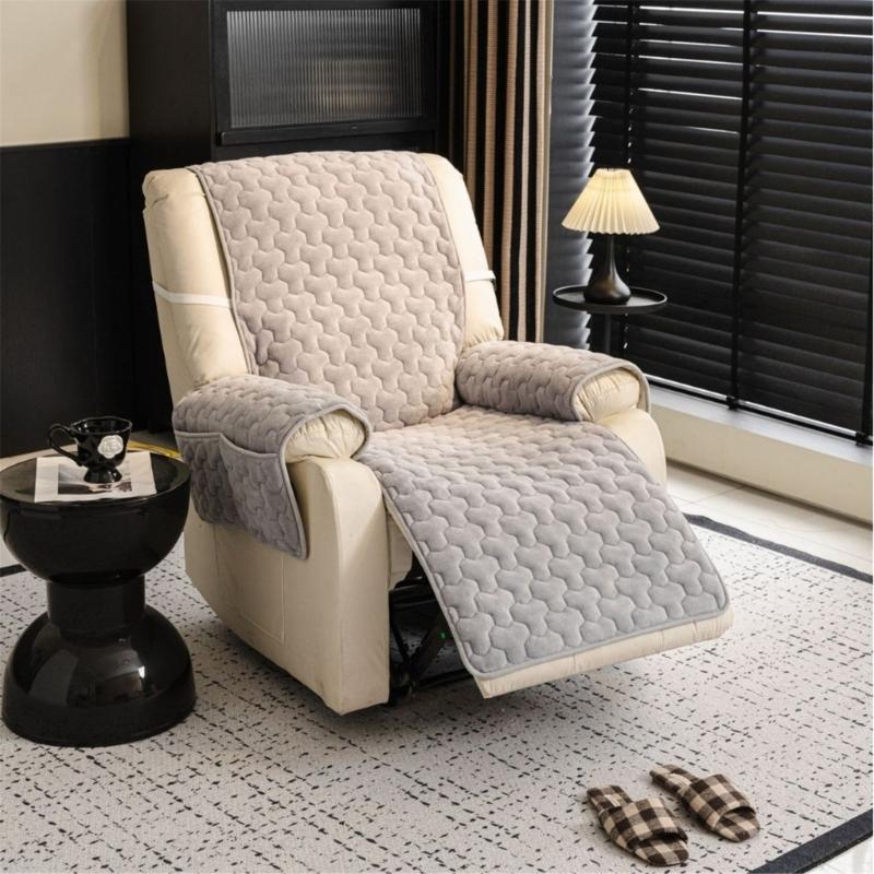 Flanell Sofabezug Polster Weich Warm Sessel Stuhl Couch Abdeckung mit Seitentaschen Für Winterkomfort Universelle Größe