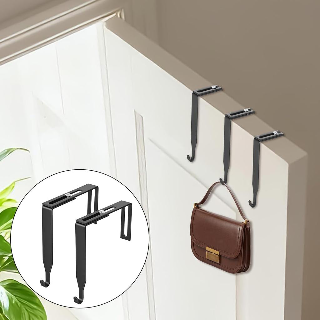 Adjustable Cubicle Hooks, 6 PCS Metal Universal Cubicle Hangers Black Door Mirror/Partition Hanger Cubicles Wall Hooks with Cross Screwdriver