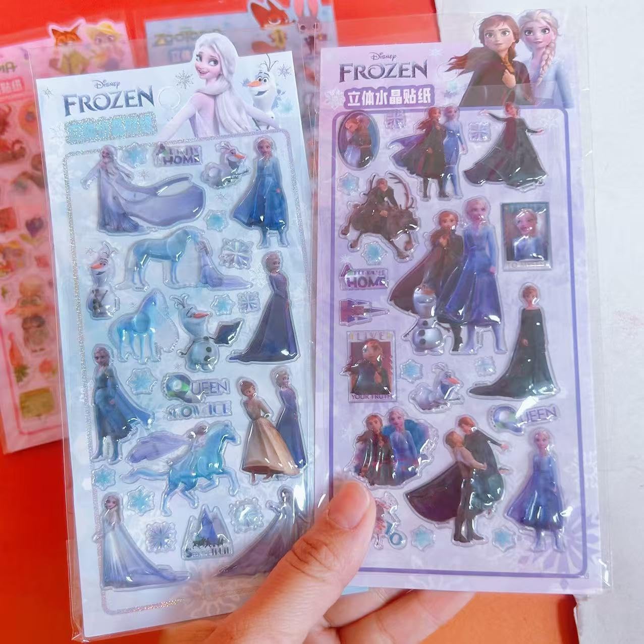 

Winnges 2-Piece 3D Stickers Frozen Characters Children s Decoration Phone Notebook DIY Craft Large Capacity Smartphone Case Gift