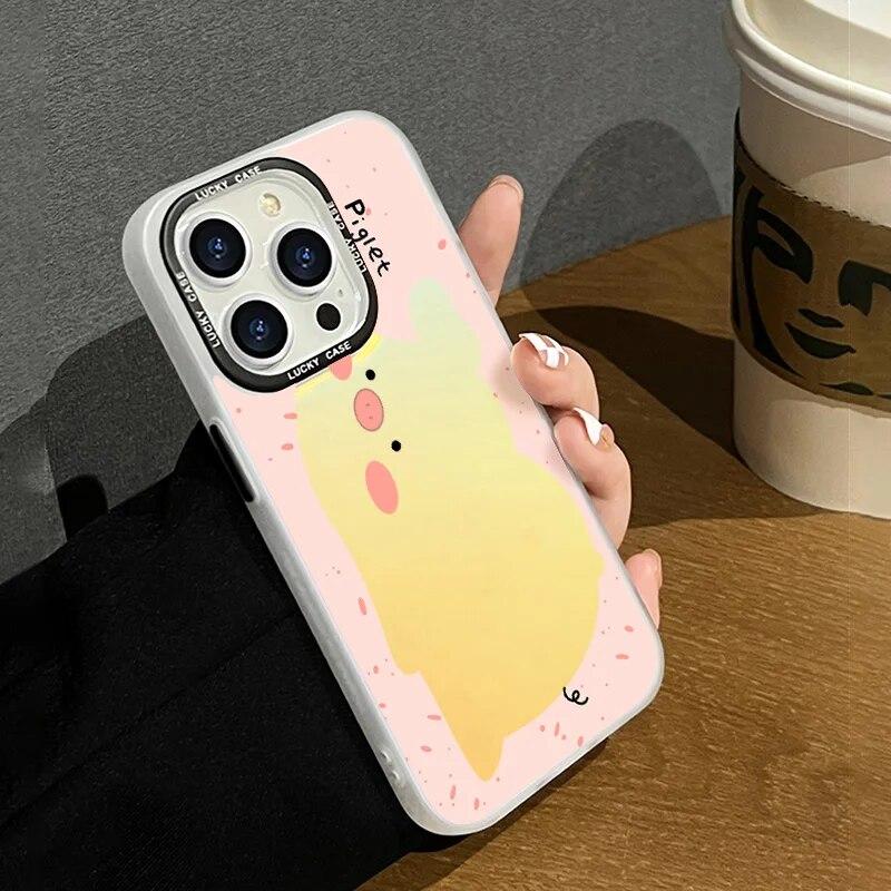 Cute Pig Phone Case For iPhone 15 Case iPhone 11 12 13 14 Pro Max 7 8 15 Plus XR XS X SE Shockproof Soft Gradient Laser Cover