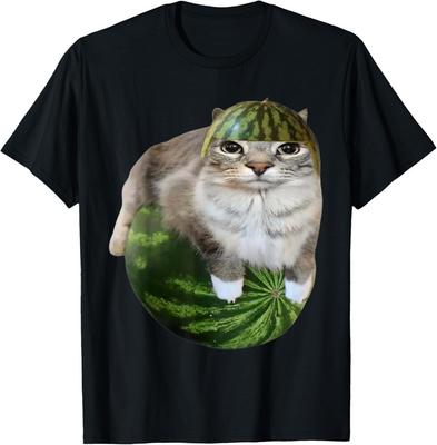 Vannmelon Katt Morsom Meme T-skjorte for Menn Kvinner Barn unisex T-skjorte