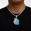 New Blue Drip Oil Dolphin Alloy Pendant for Men and Women, Personalized Animal Necklace, Cuban Chain