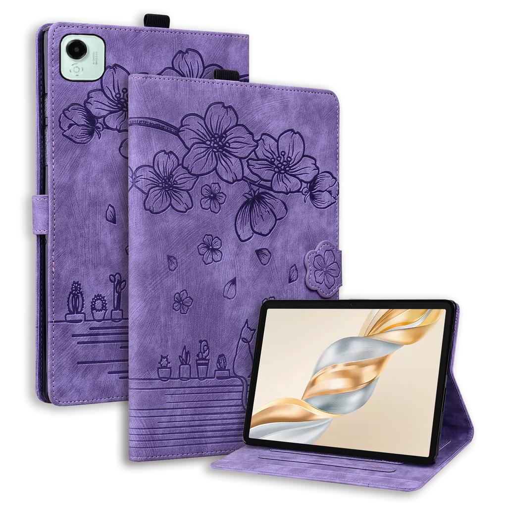 For Honor Pad X9a/Pad X9 Pro Case Card Slots Leather Tablet Stand Folio Cover Flower Cat