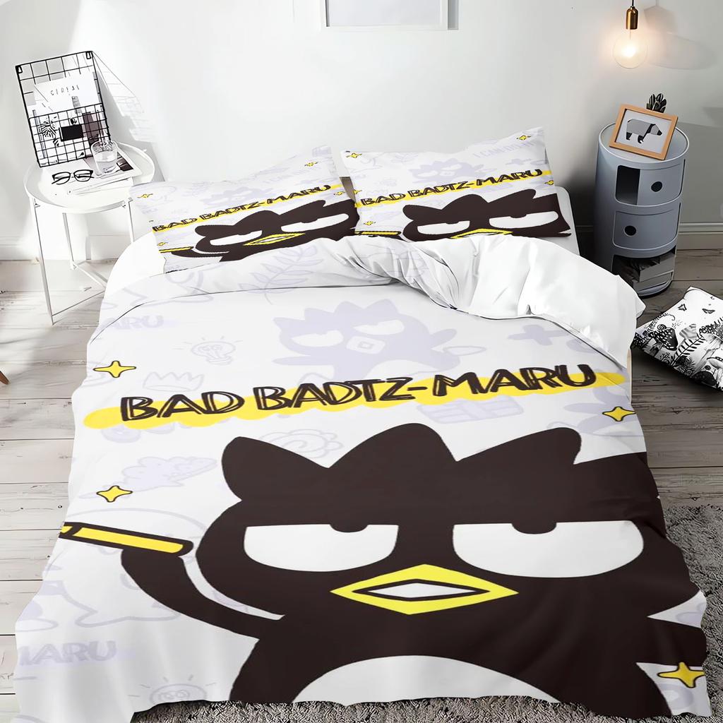 Bad Badtz-Maru Anime, Home Bedroom Comforte Nordic Polyester Material, Suitable for Children and Adults, 3-piece Set