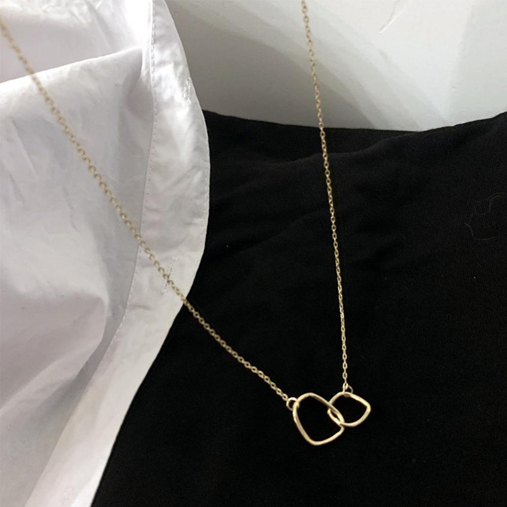 Personality Geometric Double Ring Temperament Simple Neck Chain Choker Necklace Clavicle Chain