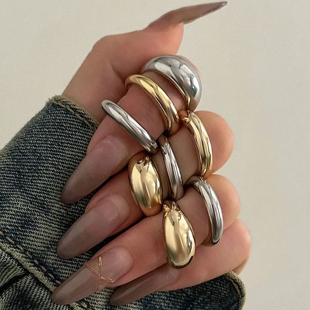 DIEZI Vintage Punk Metal Rings For Women Men Party Geometric Gold Silver Color Knuckle Joint Nail Ring Sets  New Jewelry