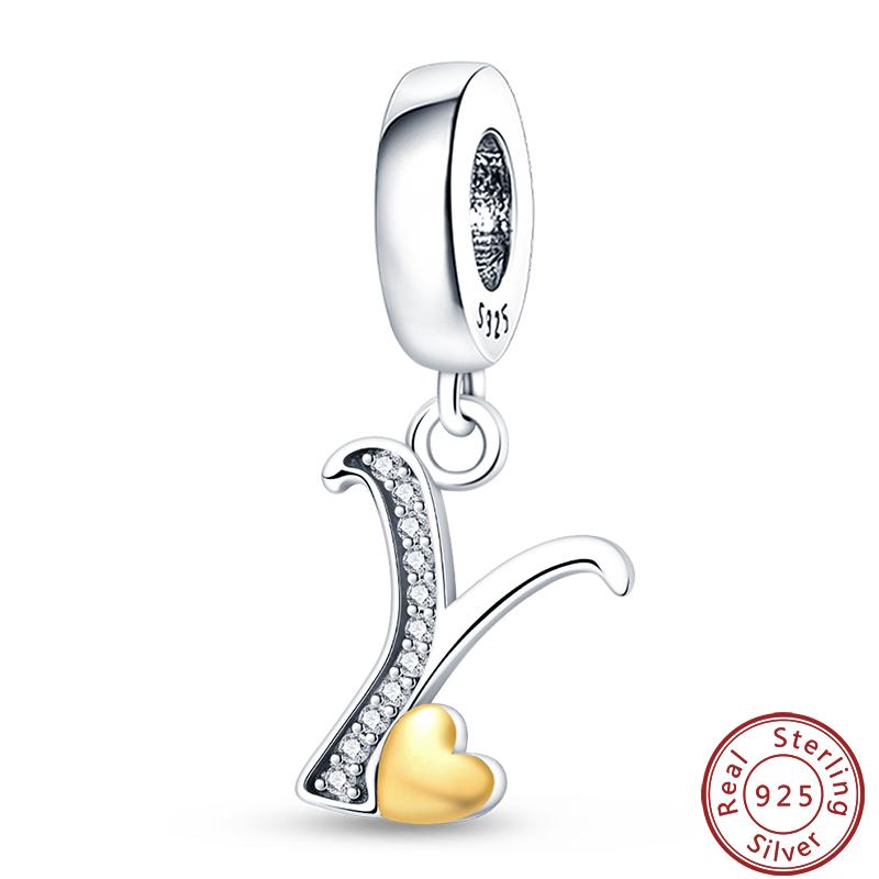 26 English Letter Series Copper Gold Heart-Shaped Design Charms Beads 3Mm Diy Fine Jewelry Making